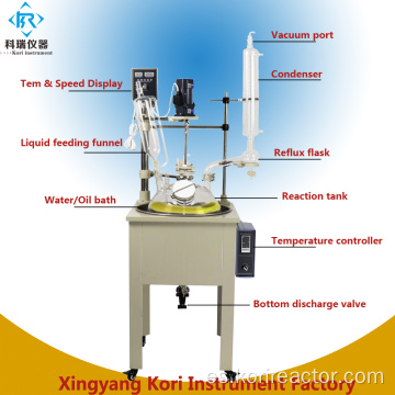 Reactor de vidrio de laboratorio con manta calefactora